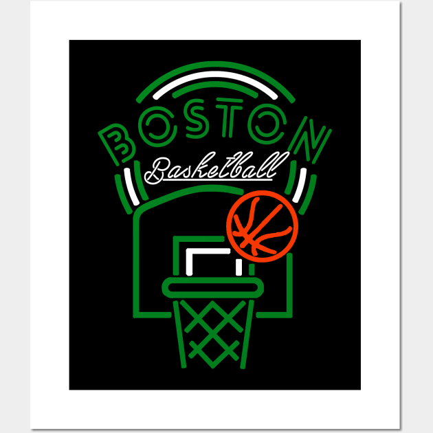 Neon Boston Basketball Wall Art by MulletHappens